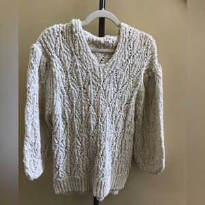 POL - NWT - Cream V-Neck Hooded Chunky Knit Sweater
